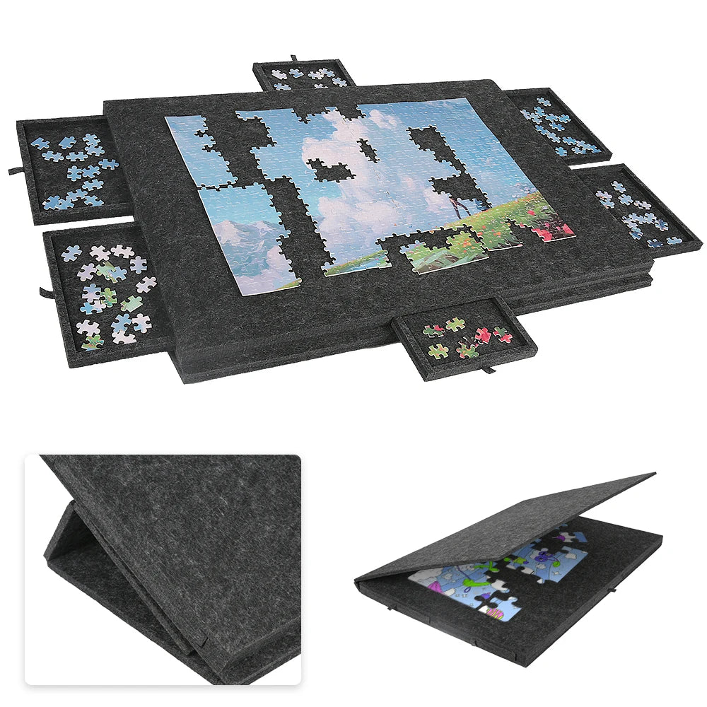 Table de puzzle pliante avec housse et 6 tiroirs