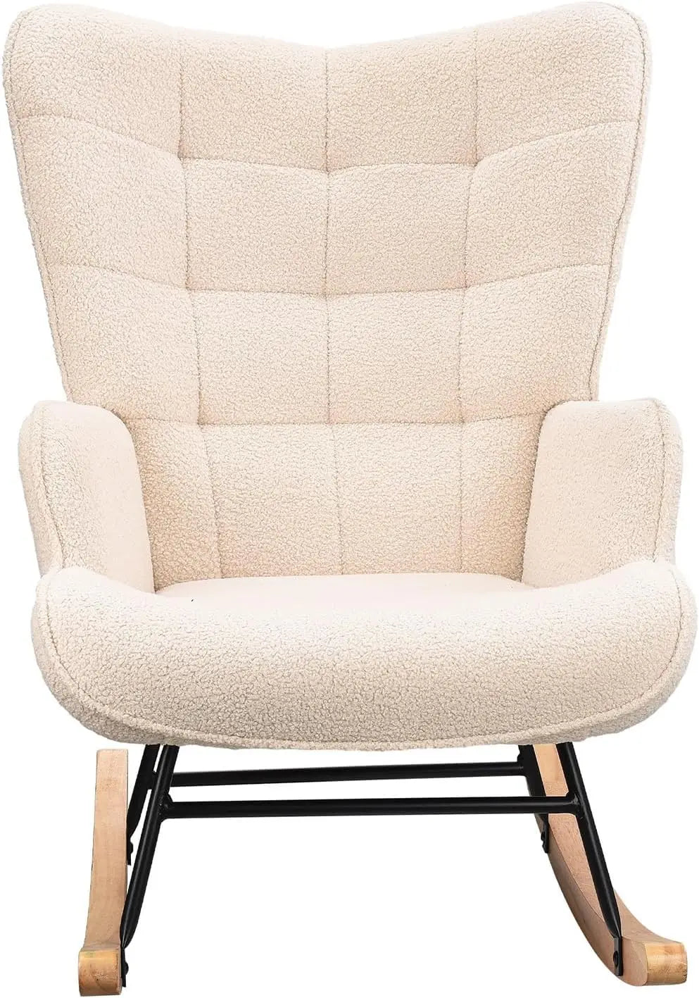 Fauteuil à bascule d’allaitement en tissu bouclé