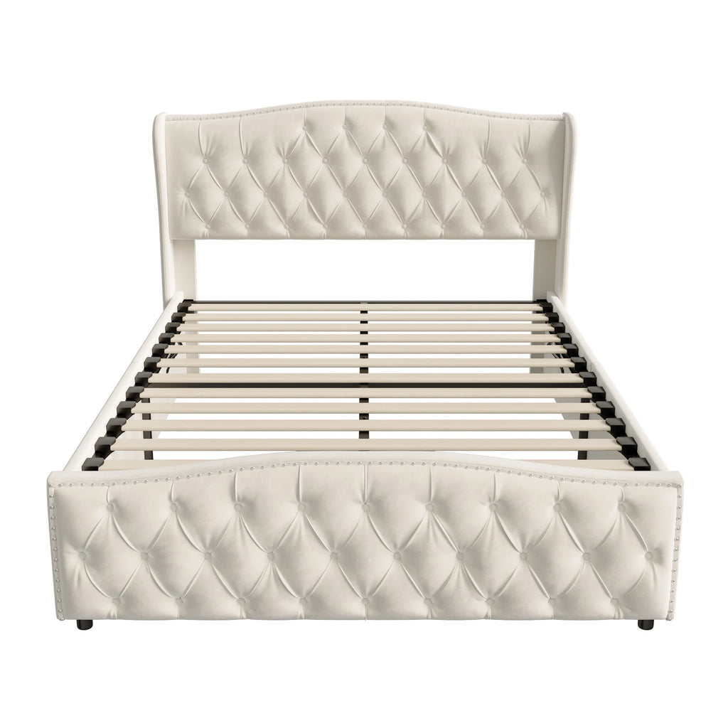 Lit double coffre en velours 140 ou 160 × 200 cm