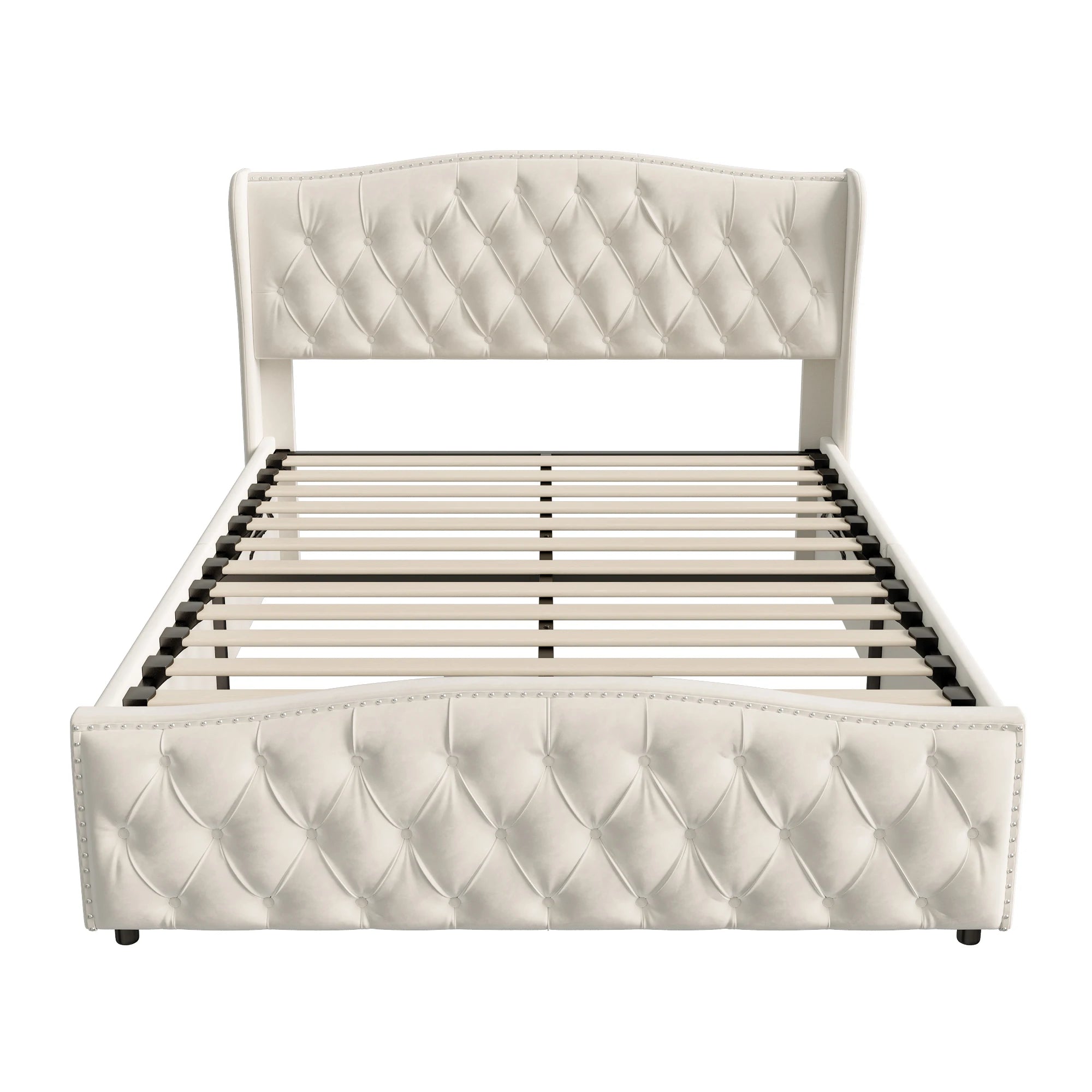 Lit double coffre en velours 140 ou 160 × 200 cm