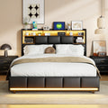 Lit coffre rembourré avec LED et port de charge