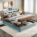 Lit coffre 140 × 200 cm avec LED et port USB