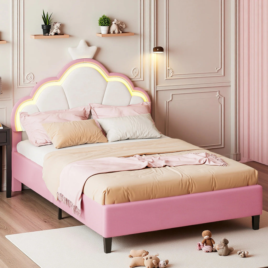 Lit enfant couronne et nuage 90 × 200 cm