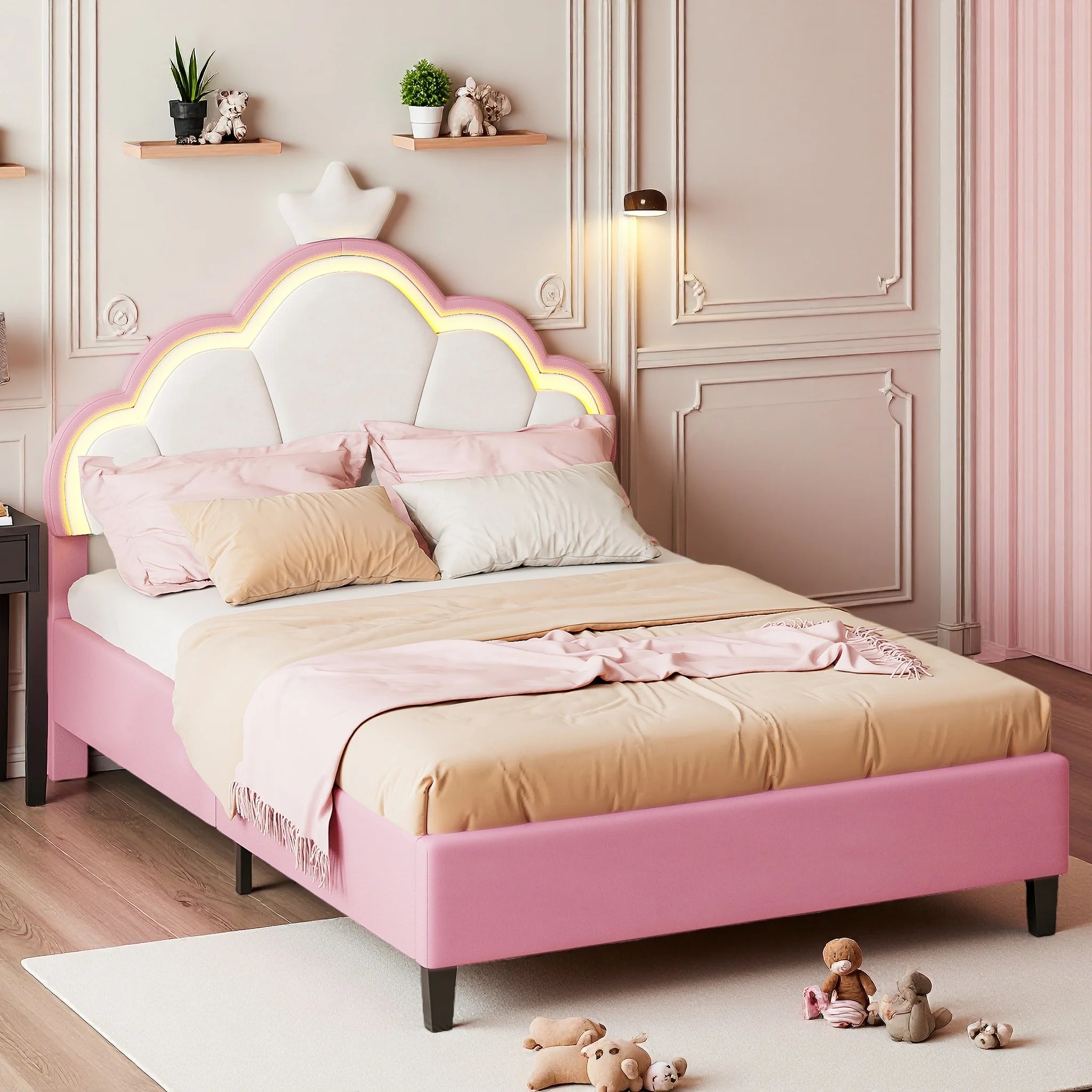 Lit enfant couronne et nuage 90 × 200 cm