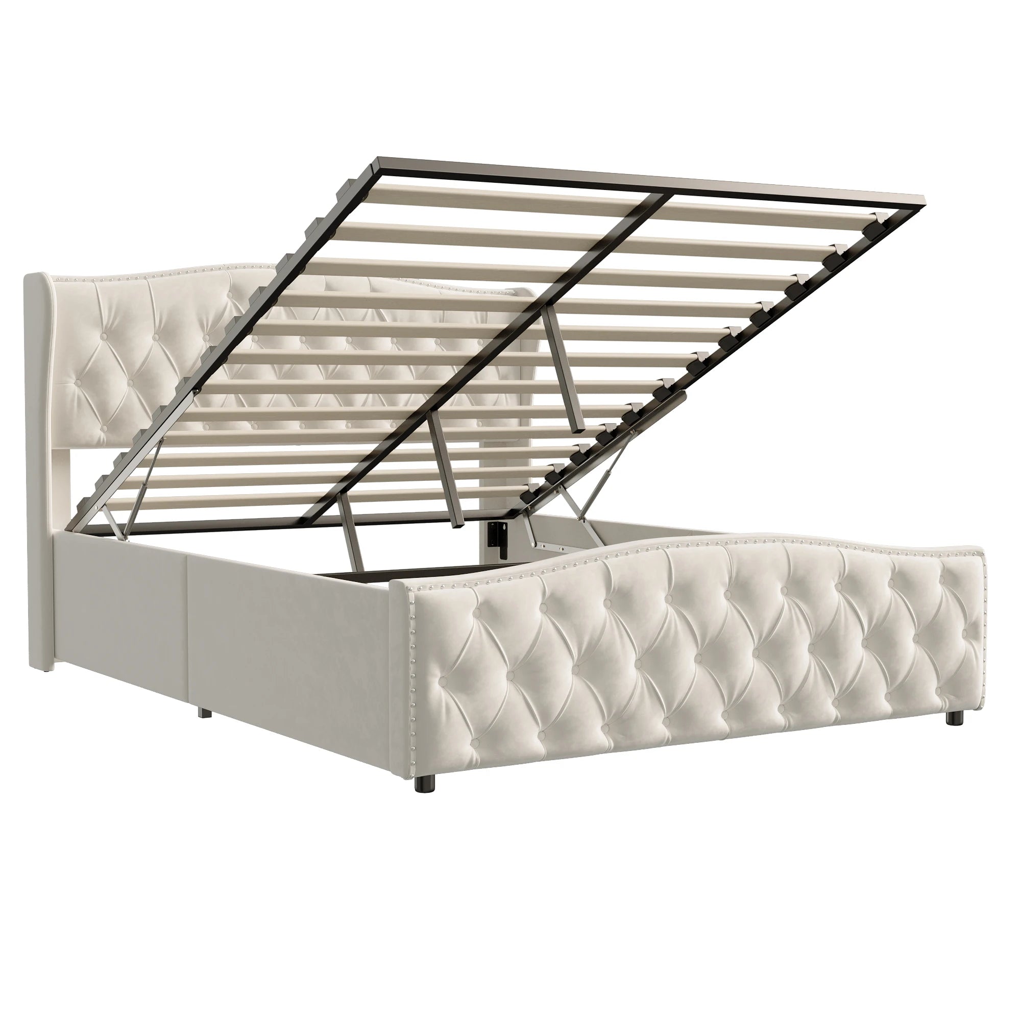 Lit double coffre en velours 140 ou 160 × 200 cm