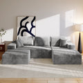 Canapé en U modulable en velours côtelé 275 × 175 cm