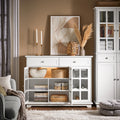 Buffet de cuisine blanc avec porte vitrée de 119 cm