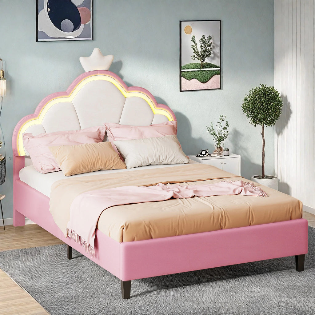 Lit enfant couronne et nuage 90 × 200 cm