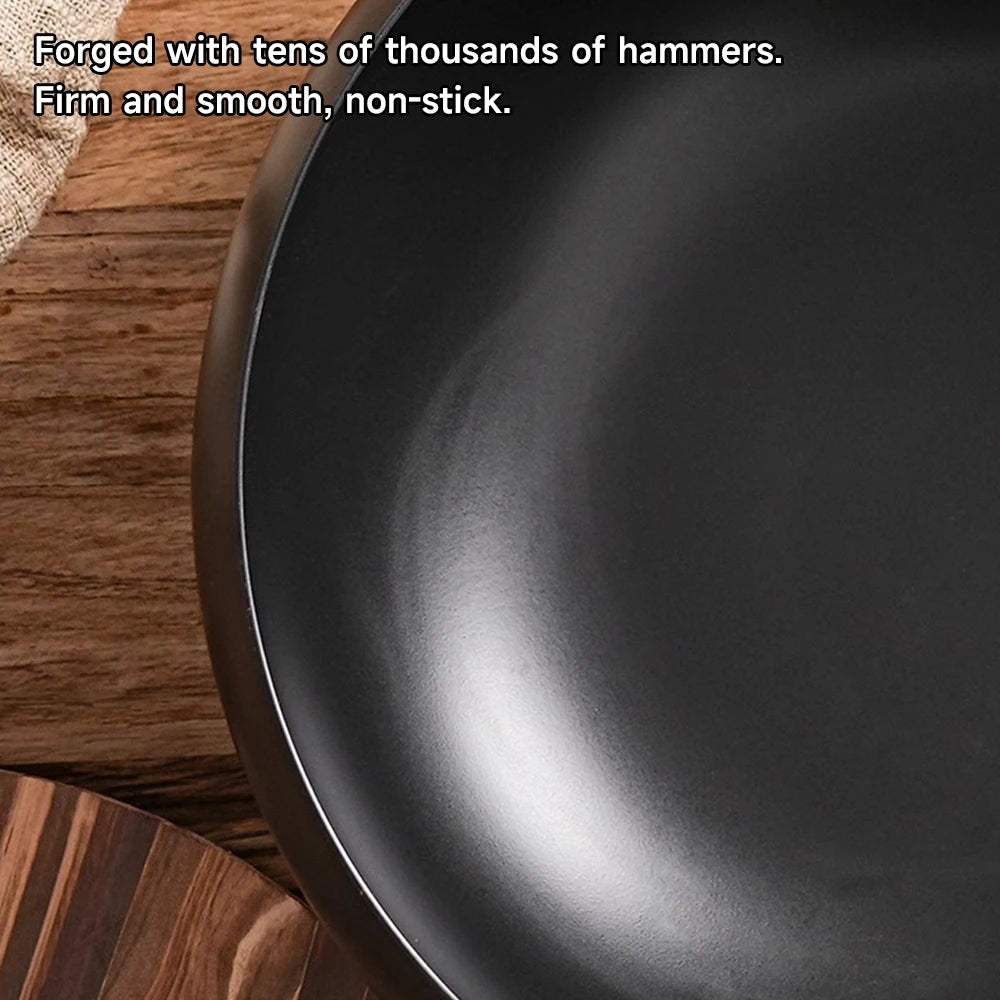 Wok En Fer Forgé 24 Et 28 Cm Avec Couvercle En Bois Induction