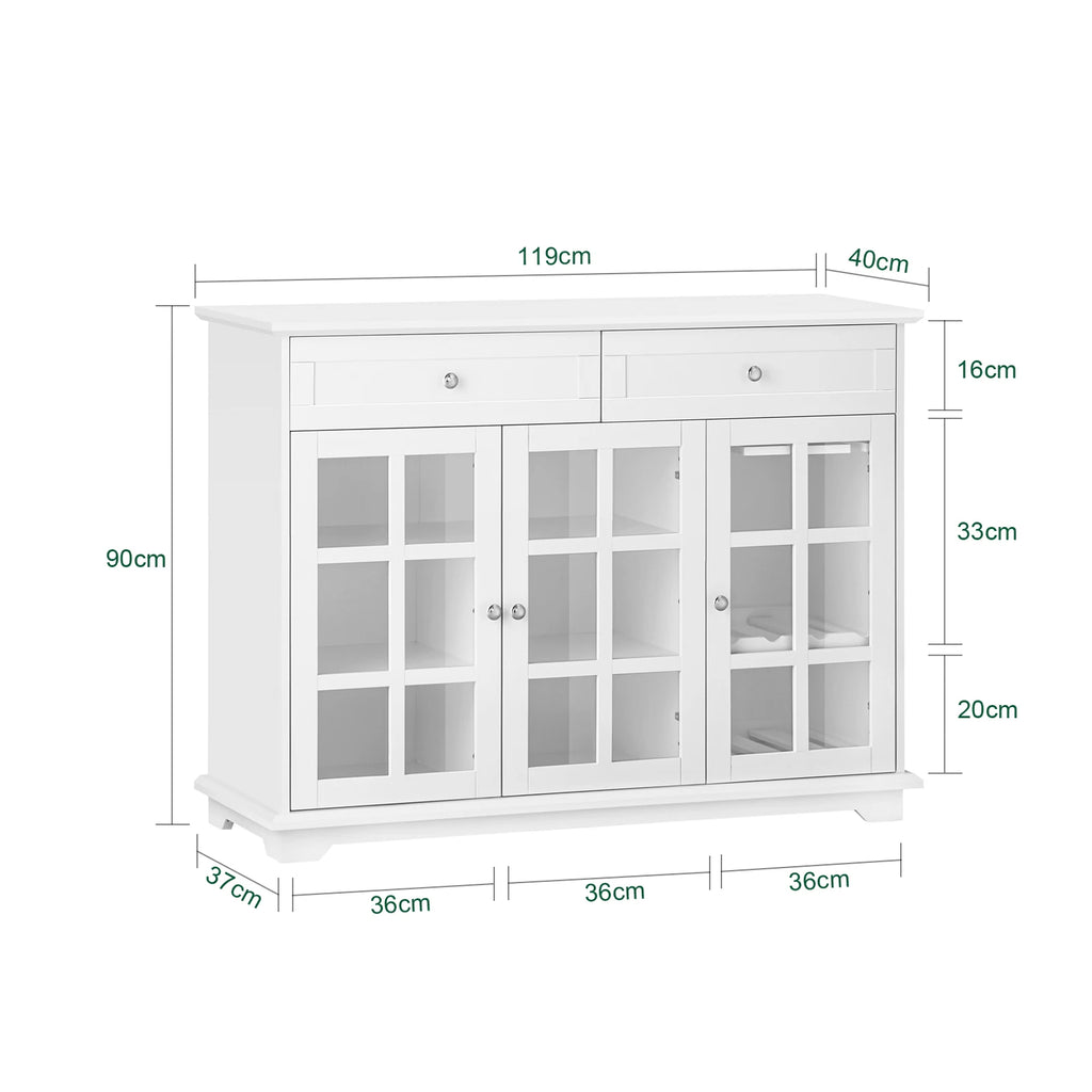 Buffet de cuisine blanc avec porte vitrée de 119 cm, illustration 11
