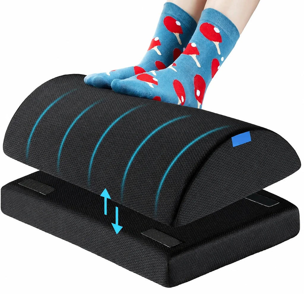 Repose-pieds de bureau rembourré à deux hauteurs — base amovible et dessus arrondi