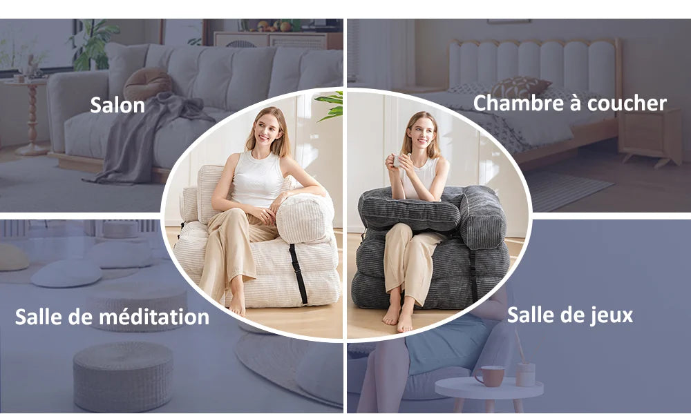 Fauteuil-lit pliable avec oreiller 170 × 85 cm