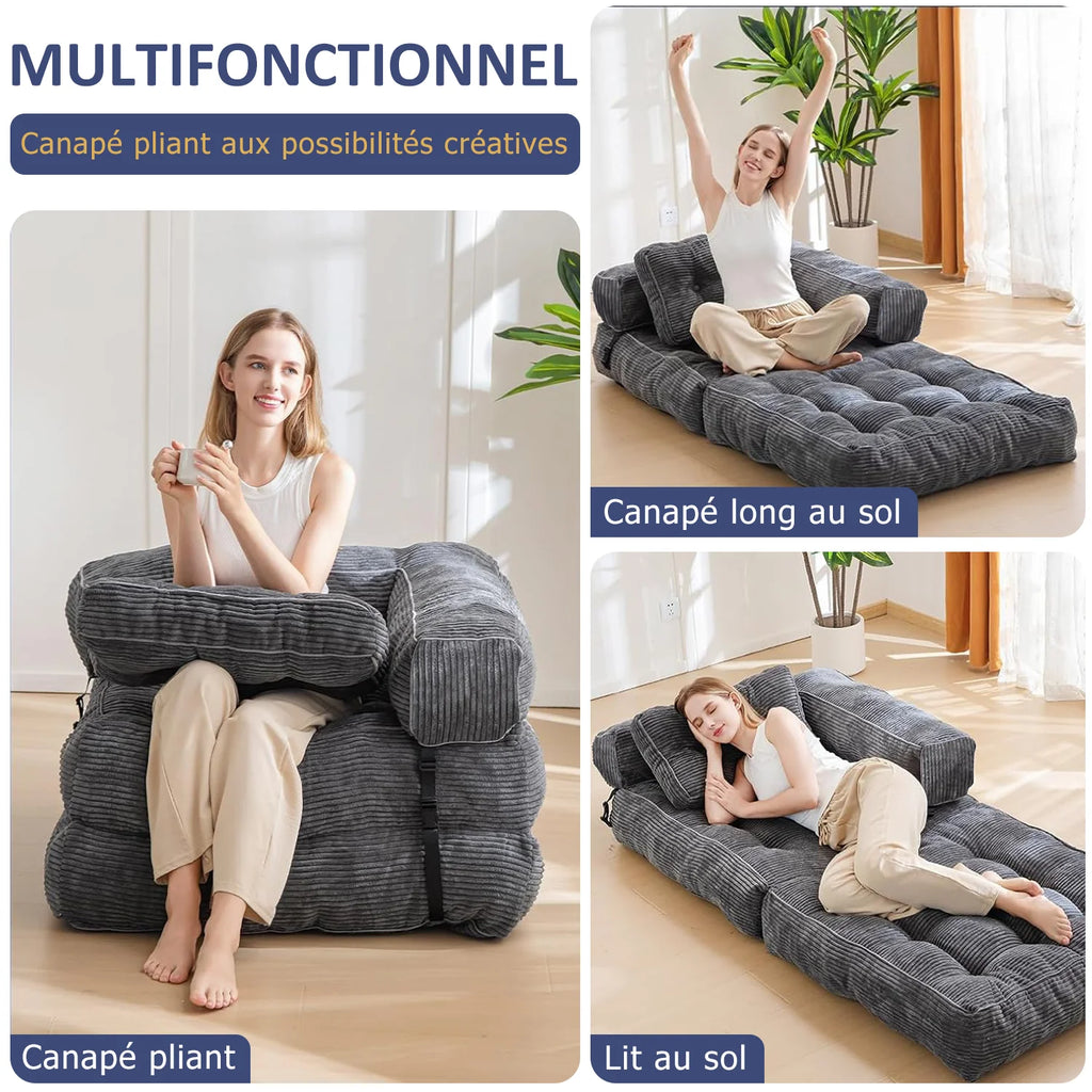 Fauteuil-lit pliable avec oreiller 170 × 85 cm