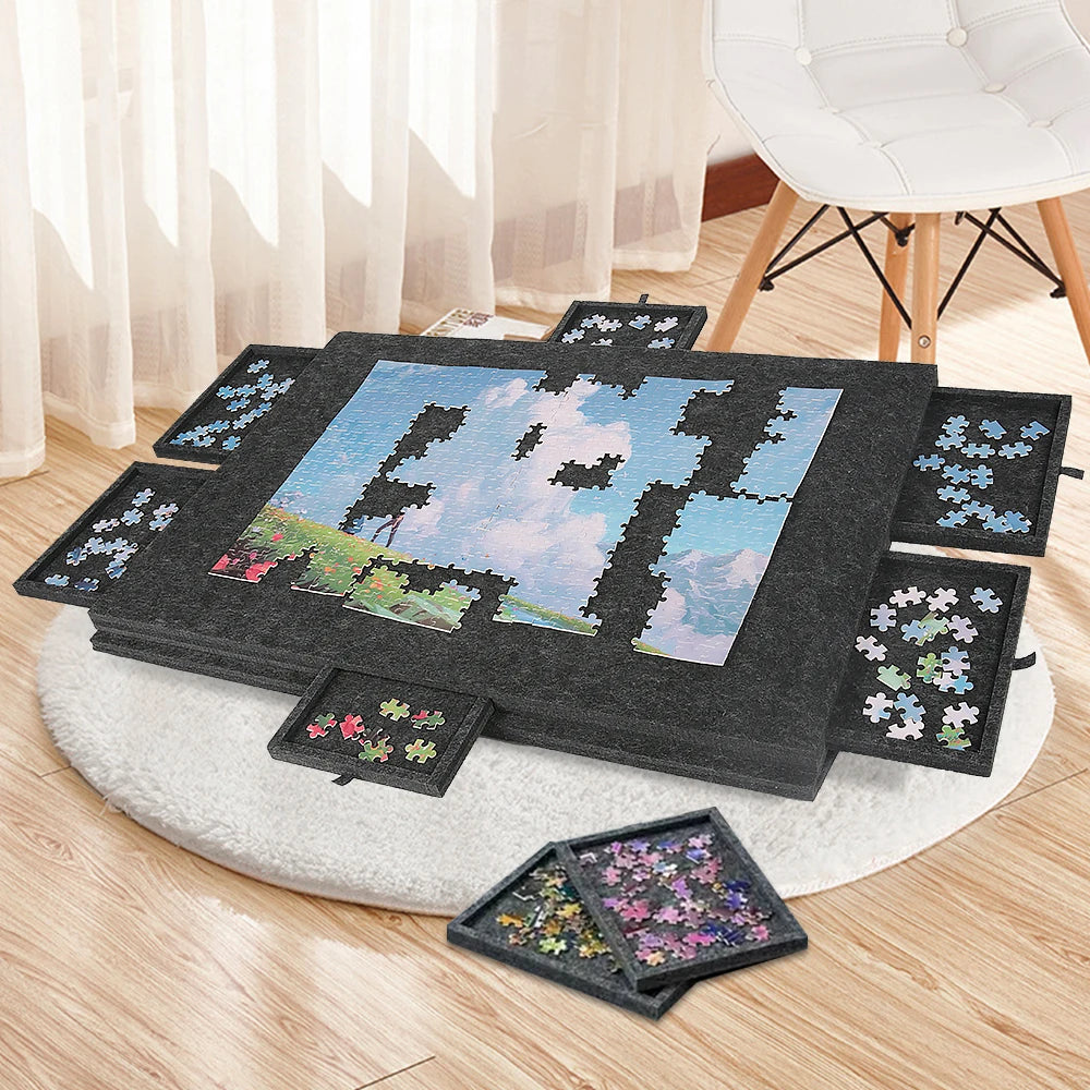 Table de puzzle pliante avec housse et 6 tiroirs
