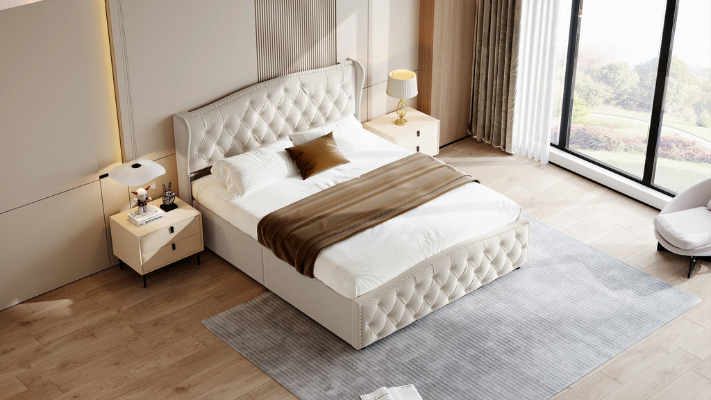Lit double coffre en velours 140 ou 160 × 200 cm