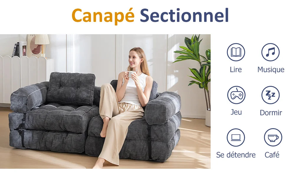 Fauteuil-lit pliable avec oreiller 170 × 85 cm