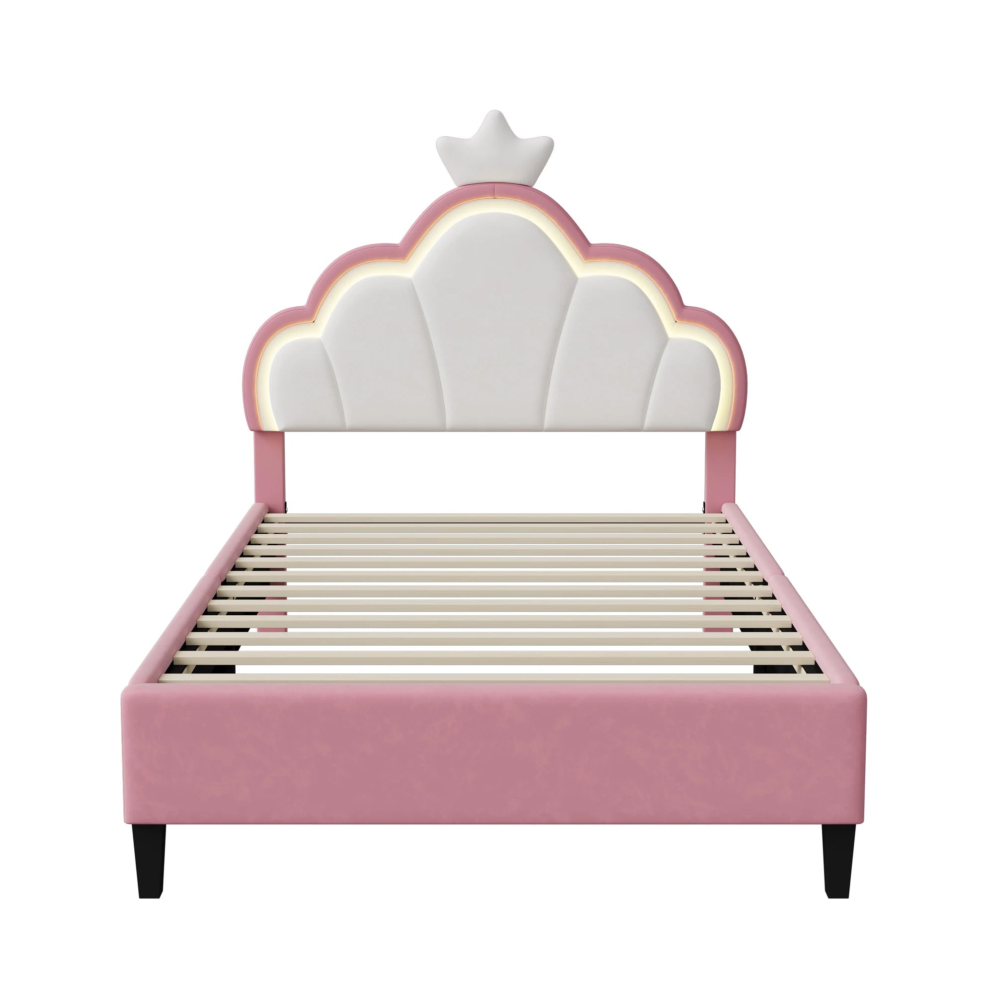 Lit enfant couronne en velours 90 ou 140 × 200 cm