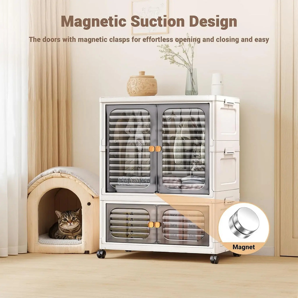 Armoire de rangement pliable en plastique avec portes et roulettes, visuel 12