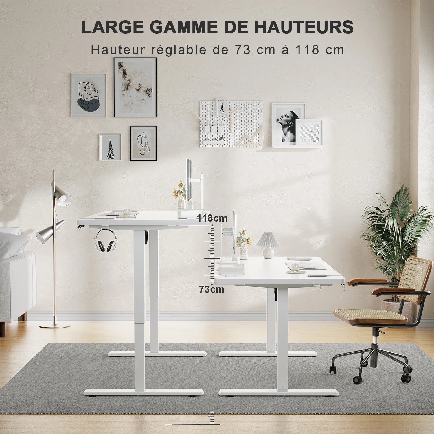 Bureau assis-debout électrique 120 cm avec USB