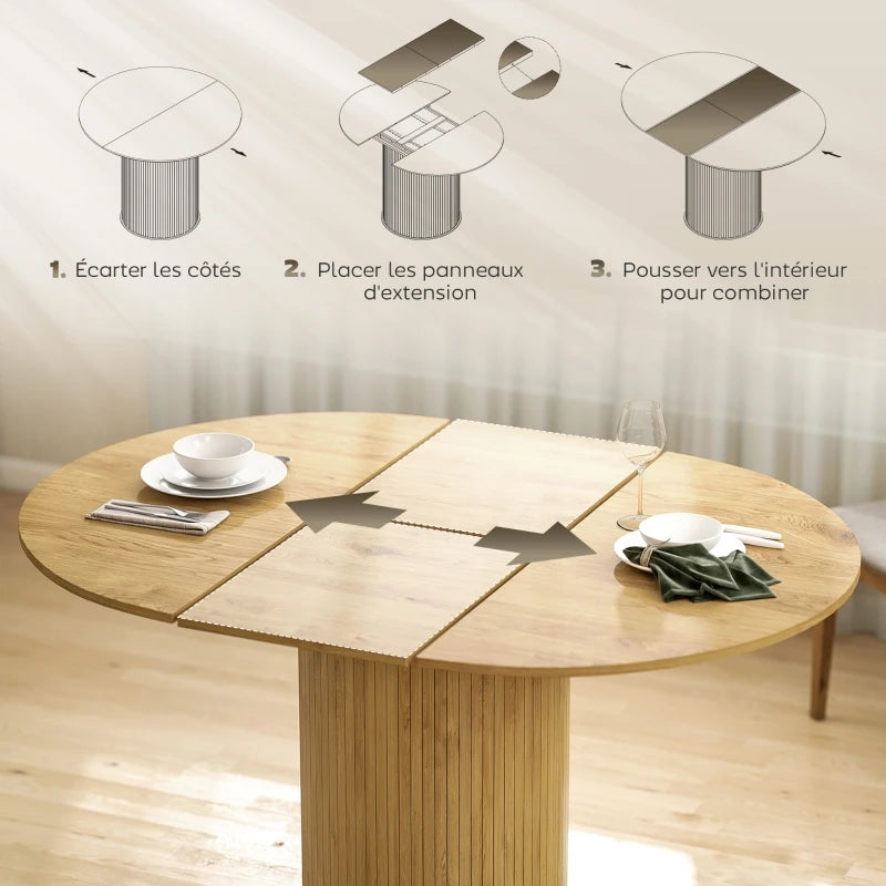 Table à manger extensible 6 à 8 personnes 110–150 cm