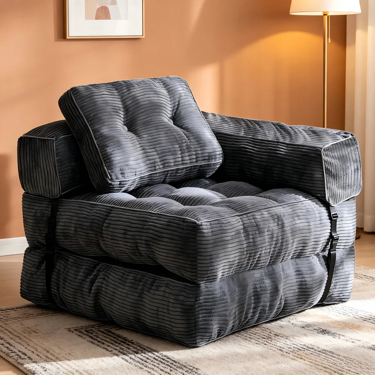 Fauteuil-lit pliable avec oreiller 170 × 85 cm