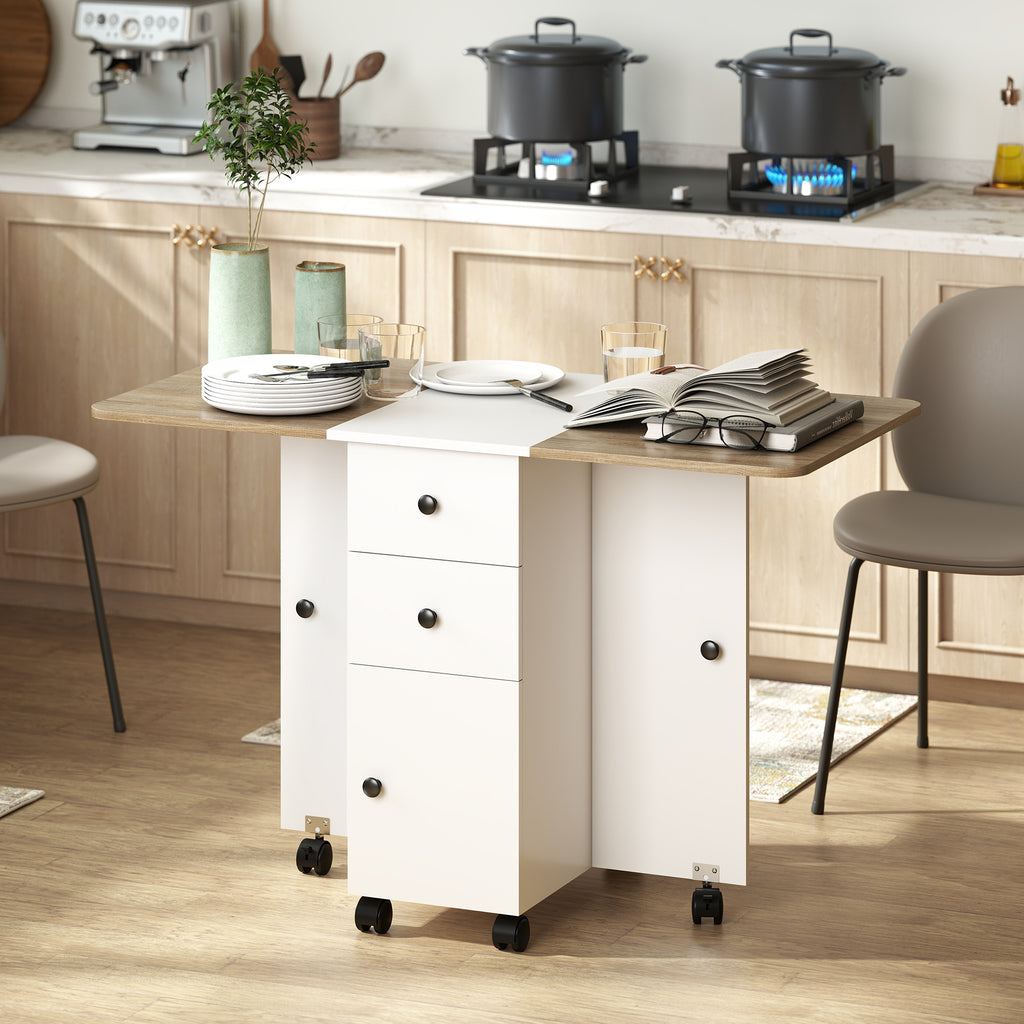 Table à manger pliante mobile 120 × 60 cm avec rangement
