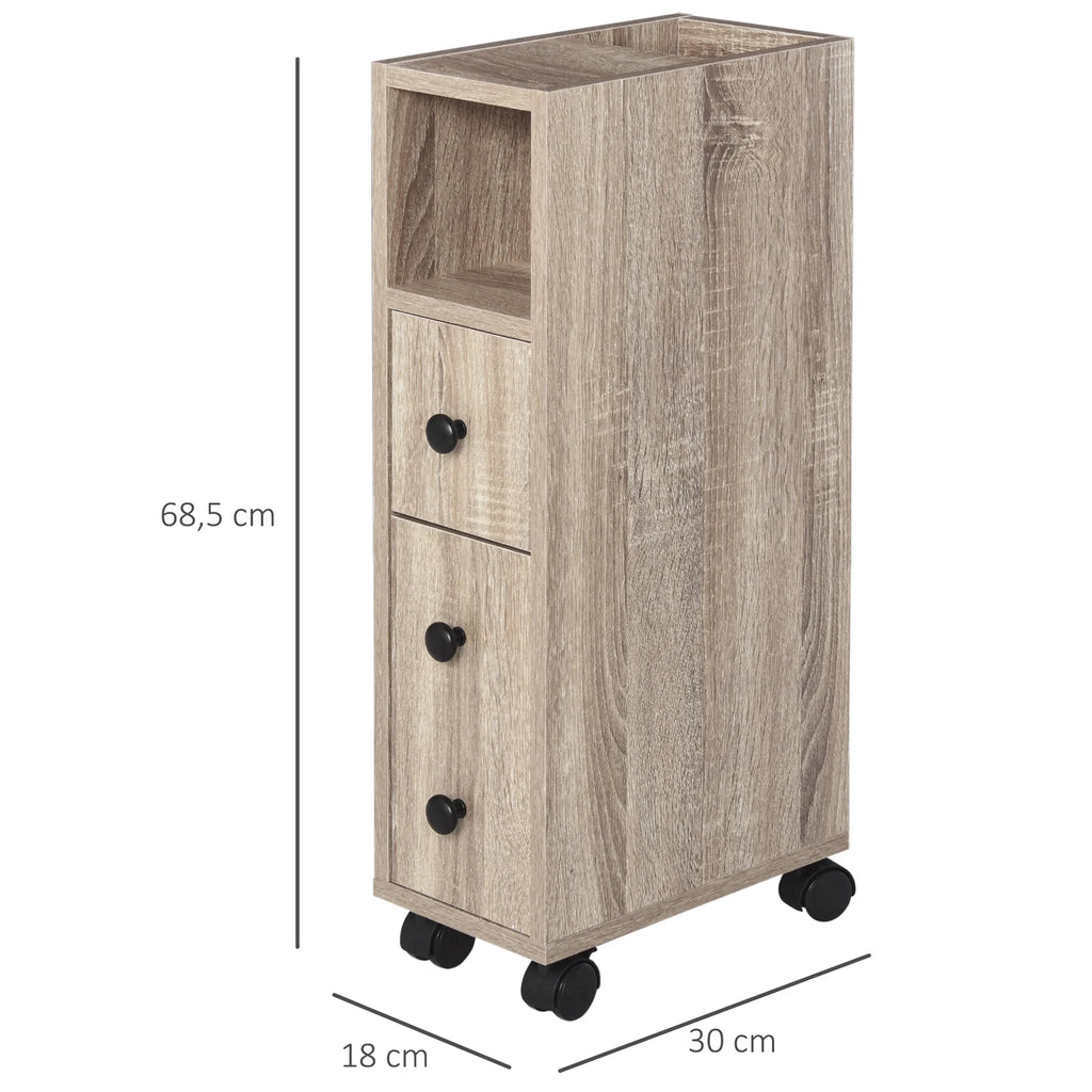 Meuble étroit de salle de bain à roulettes 18 cm