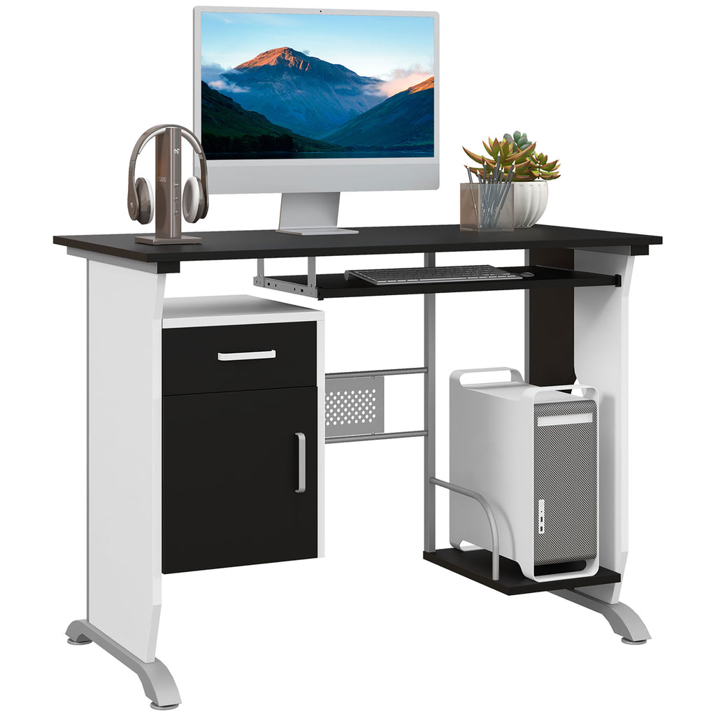 Bureau informatique compact noir et blanc de 100 cm, illustration 7
