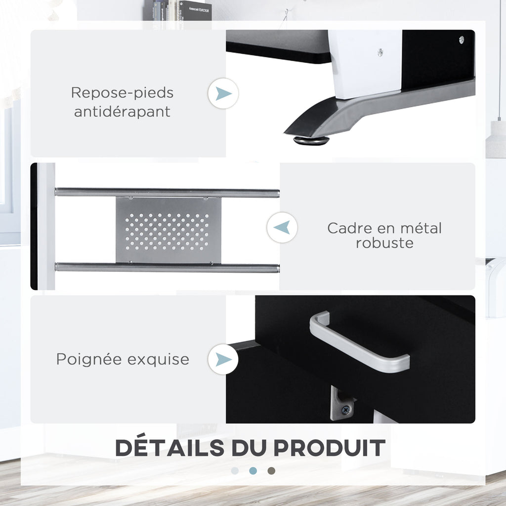 Bureau informatique compact noir et blanc de 100 cm, illustration 10