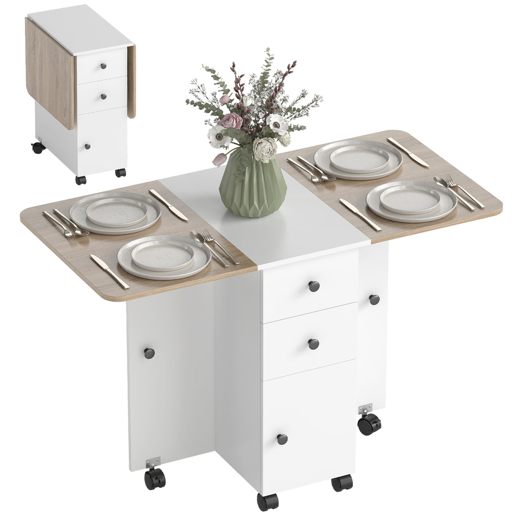 Table à manger pliante mobile 120 × 60 cm avec rangement