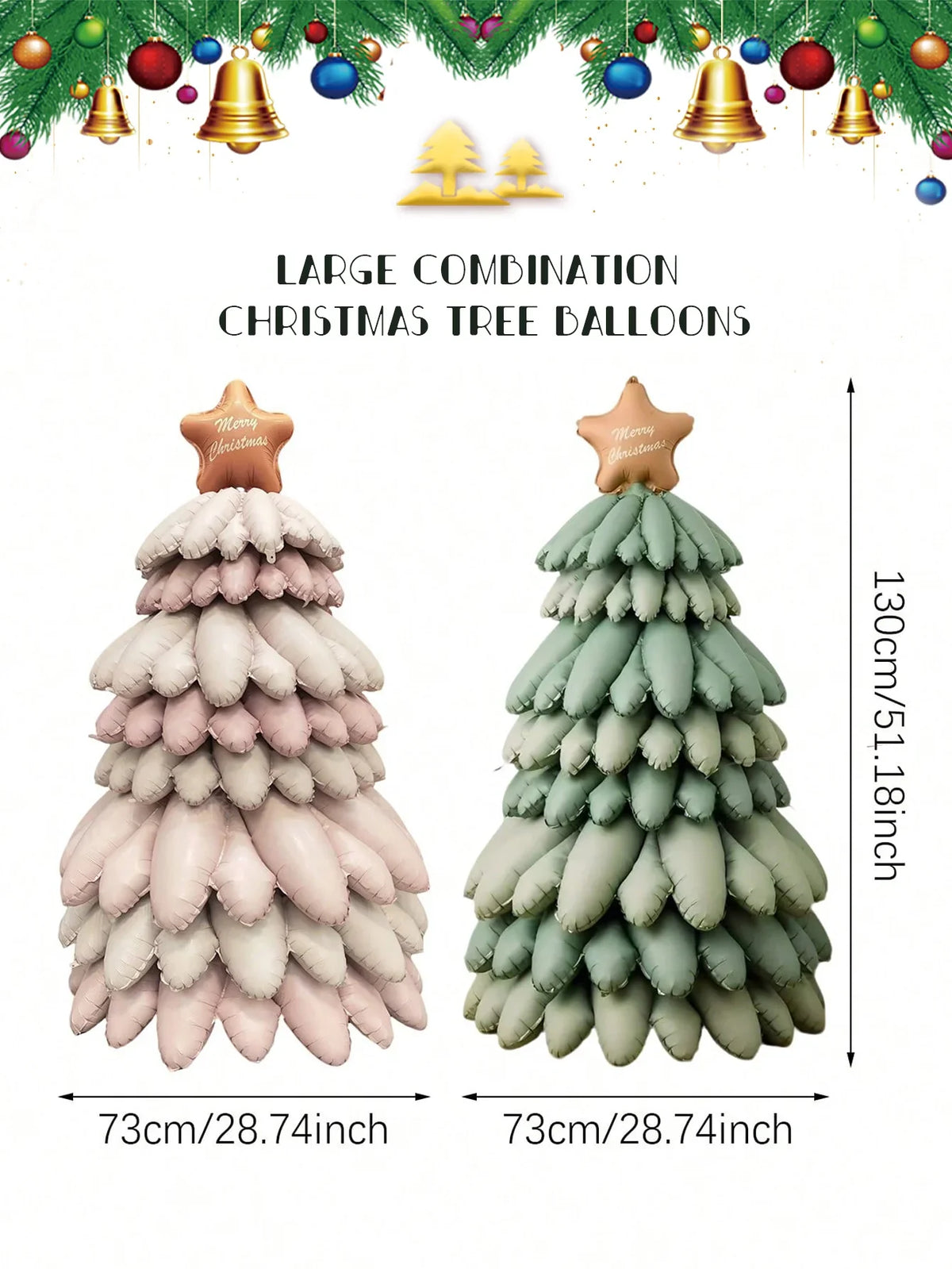 Comparaison illustrée des ballons sapins rose et vert