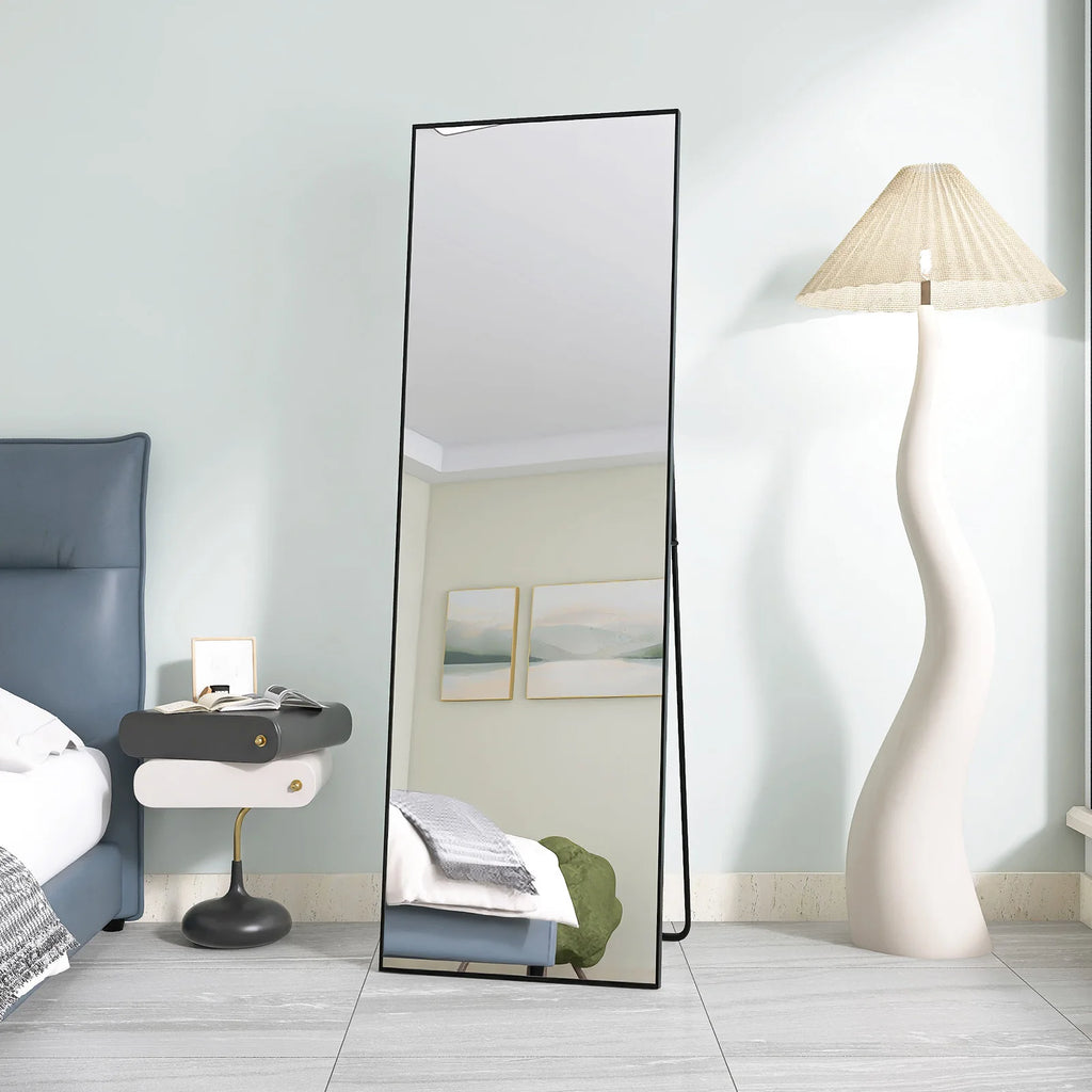 Grand miroir mural rectangulaire avec cadre noir, 162 × 53 cm, visuel 3