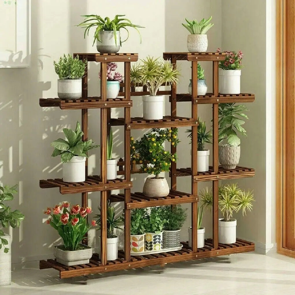 Étagère à plantes en pin naturel multi-niveaux