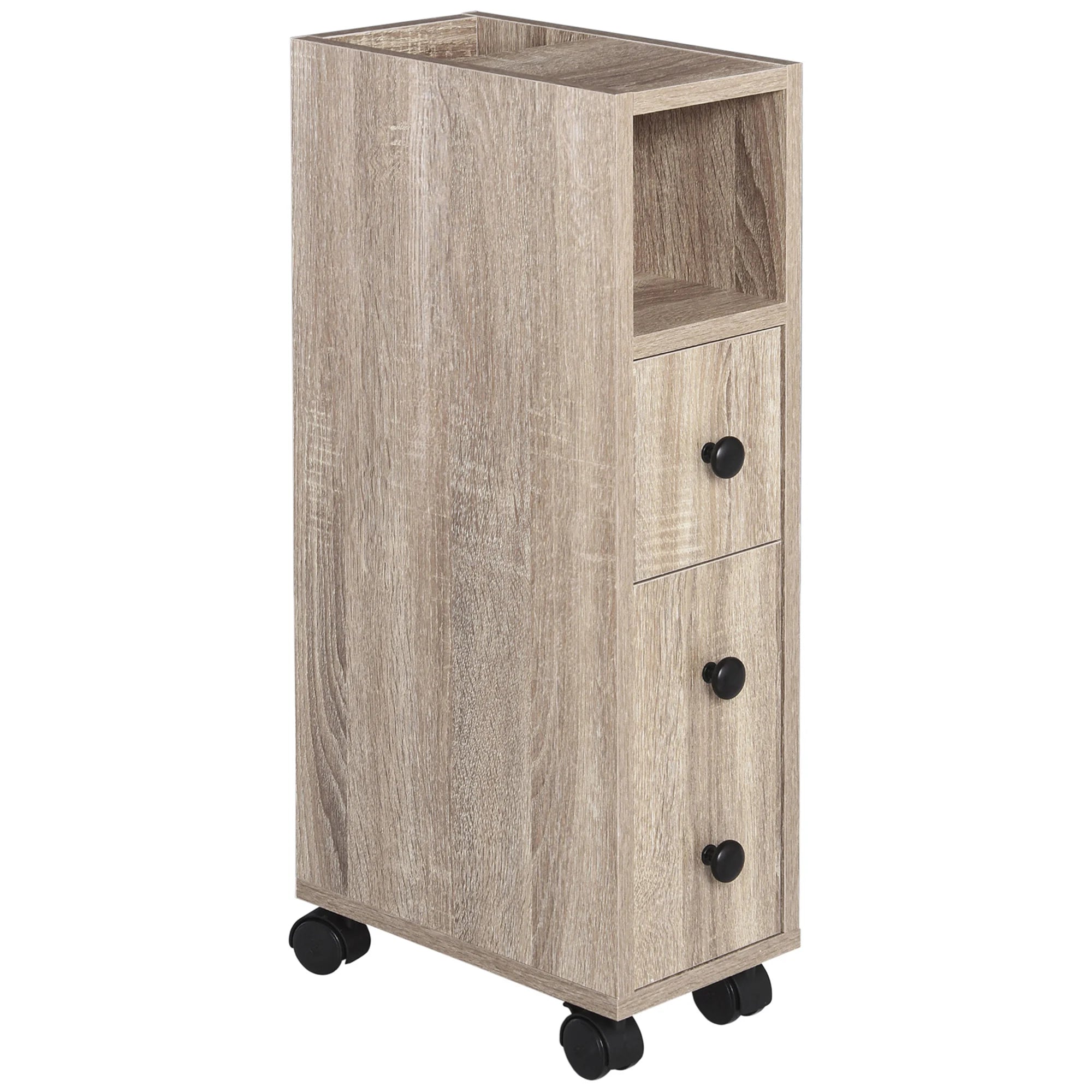 Meuble étroit de salle de bain à roulettes 18 cm
