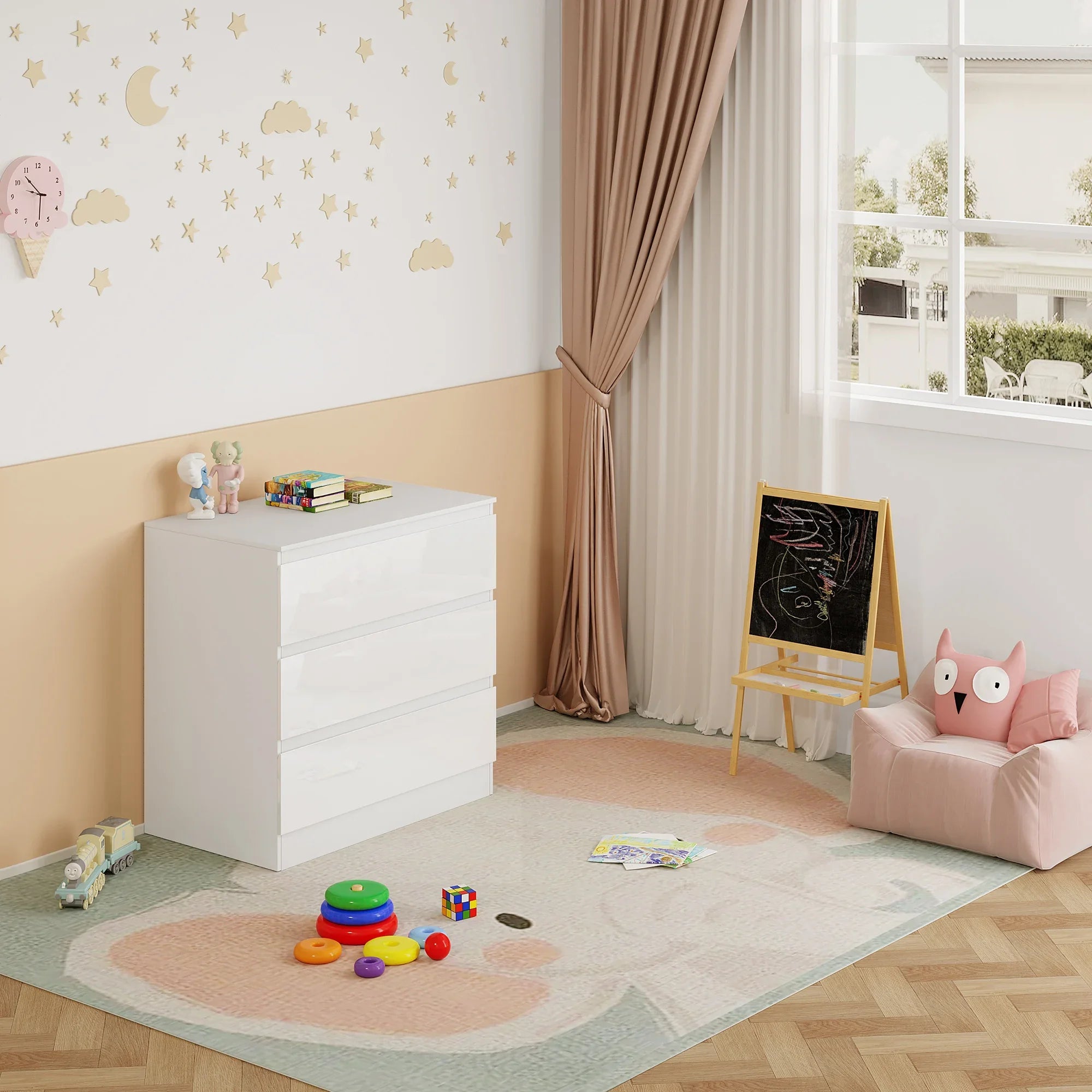 Commode à langer 2-en-1 avec 3 tiroirs