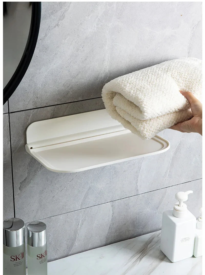 Étagère murale pliable de salle de bain sans perçage