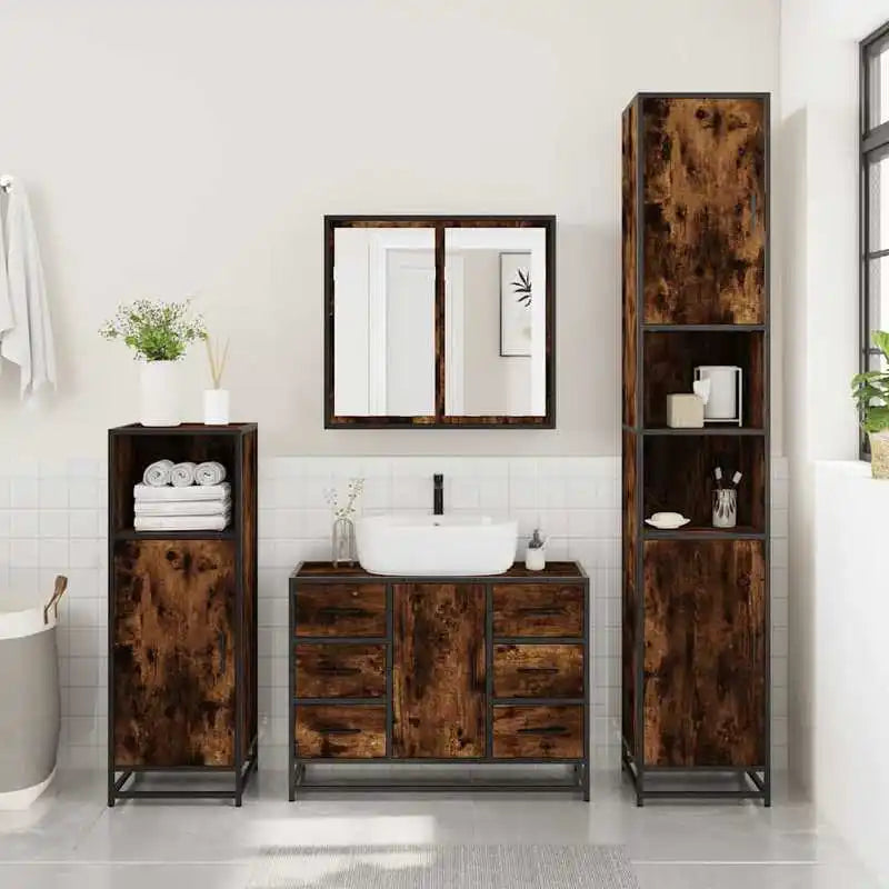 Ensemble salle de bain avec meuble vasque et armoire murale