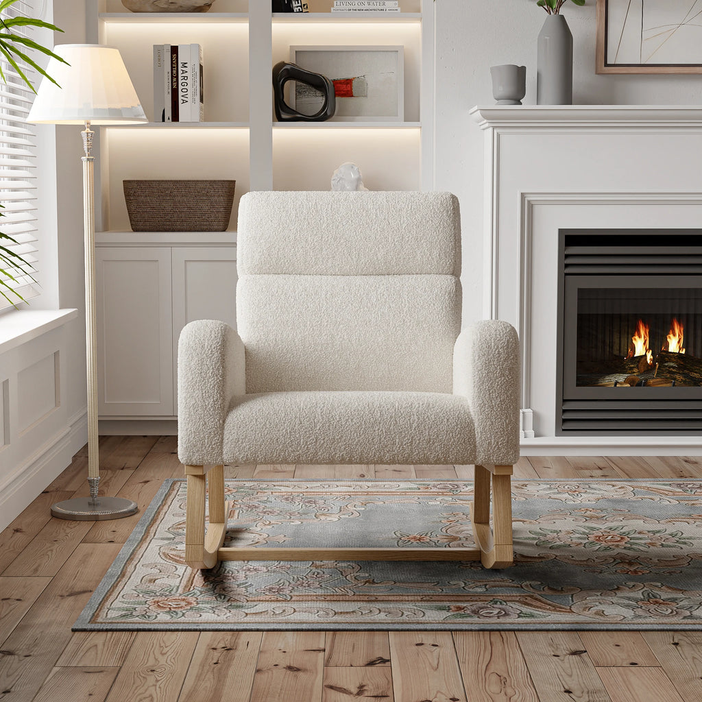 Fauteuil à bascule avec repose-pieds et poches latérales