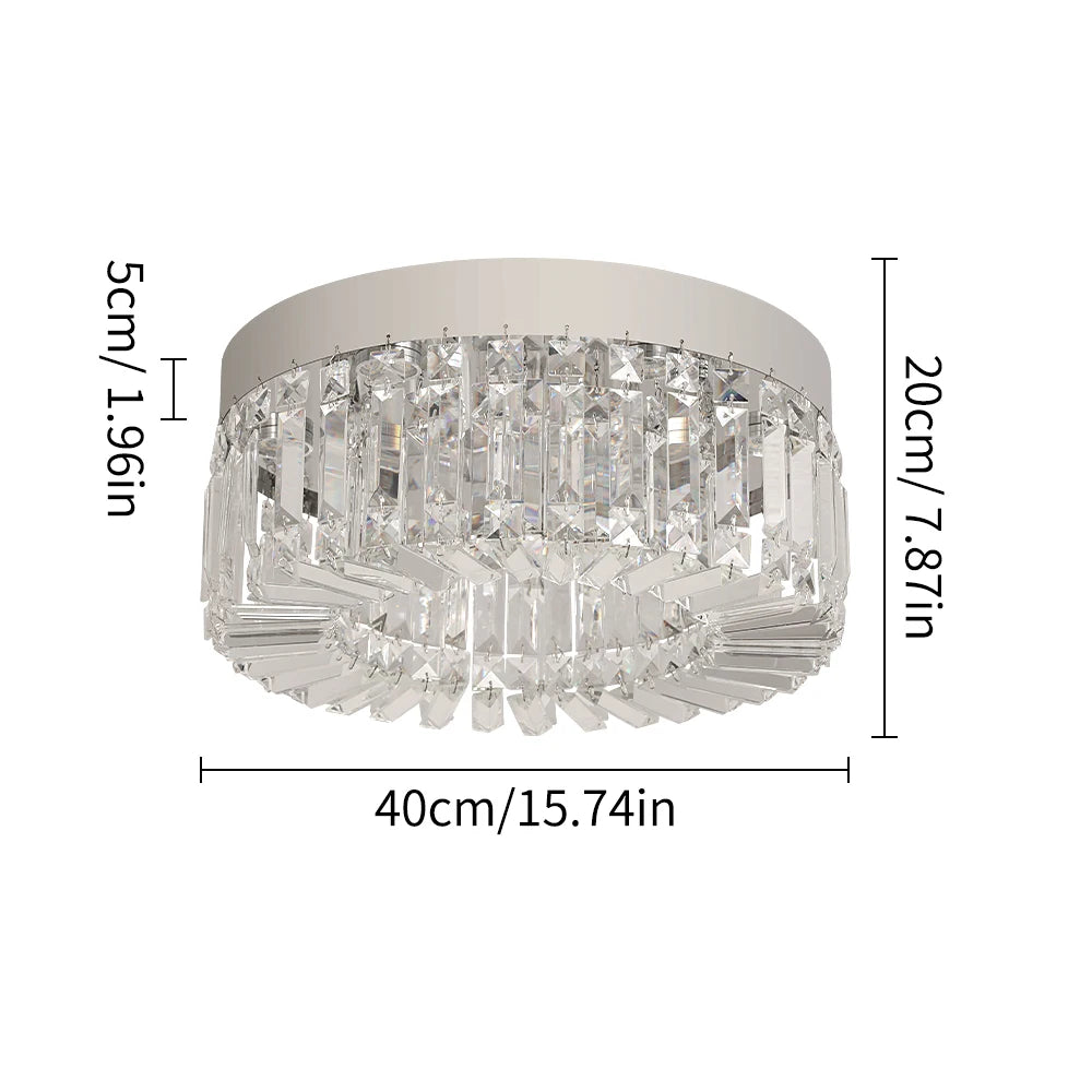 Plafonnier LED doré décoratif à éléments effet cristal, modèle 40 cm version Y