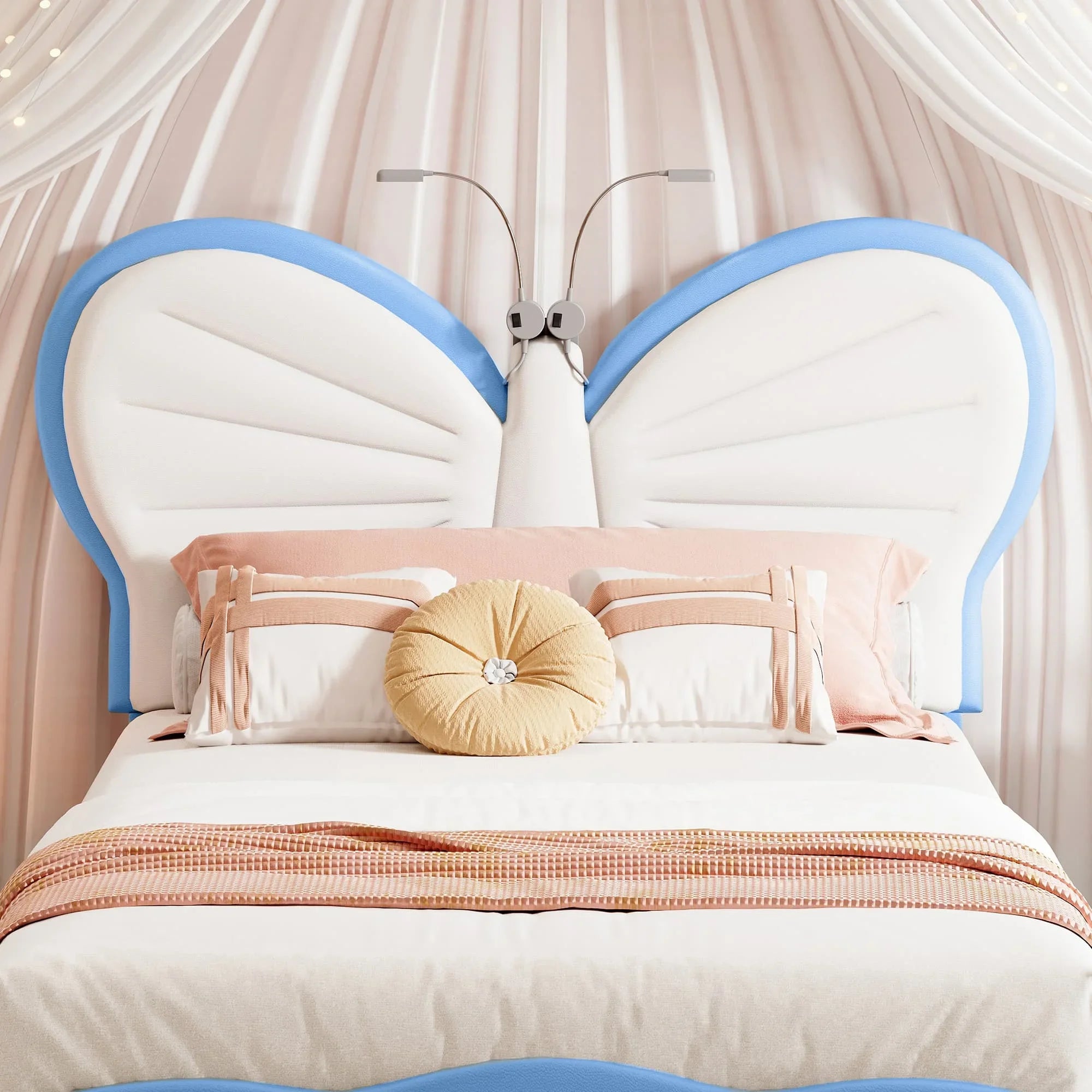 Lit enfant papillon avec lampe de lecture 90 × 200 cm