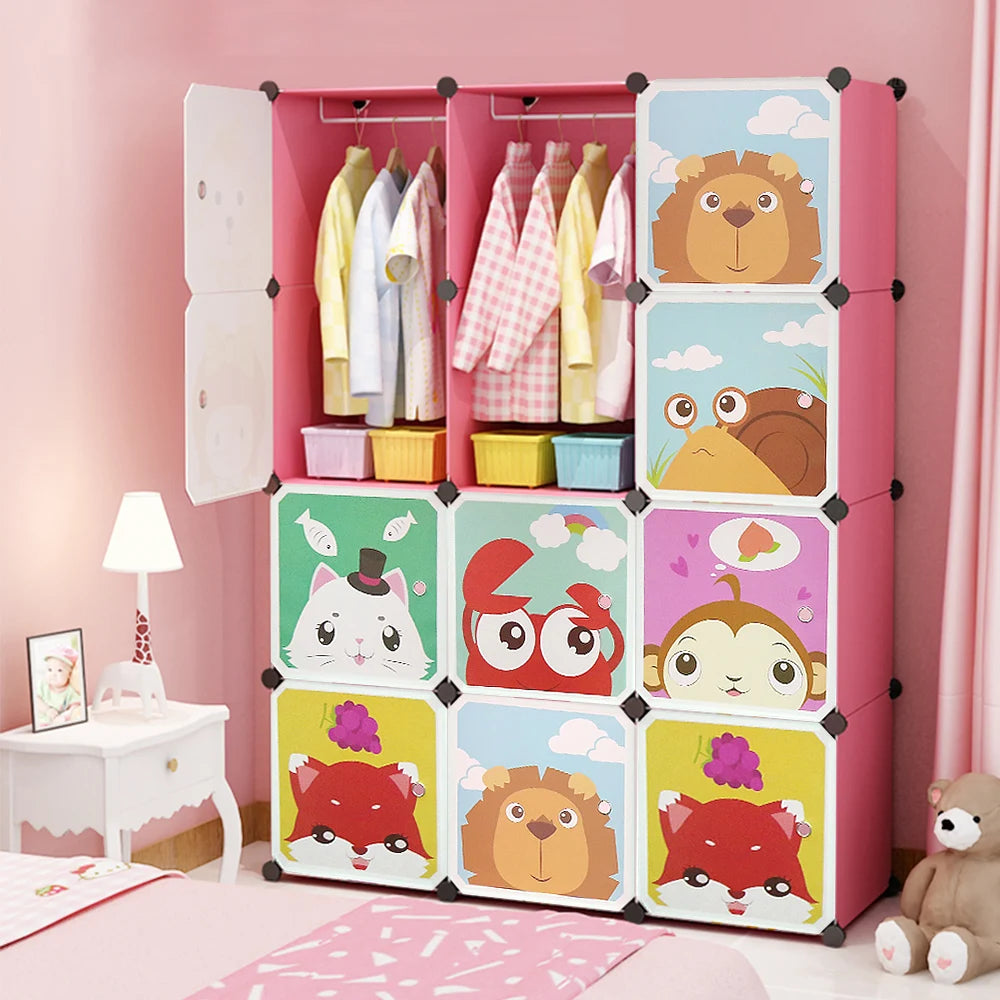 Armoire enfant avec bibliothèque et 2 penderies