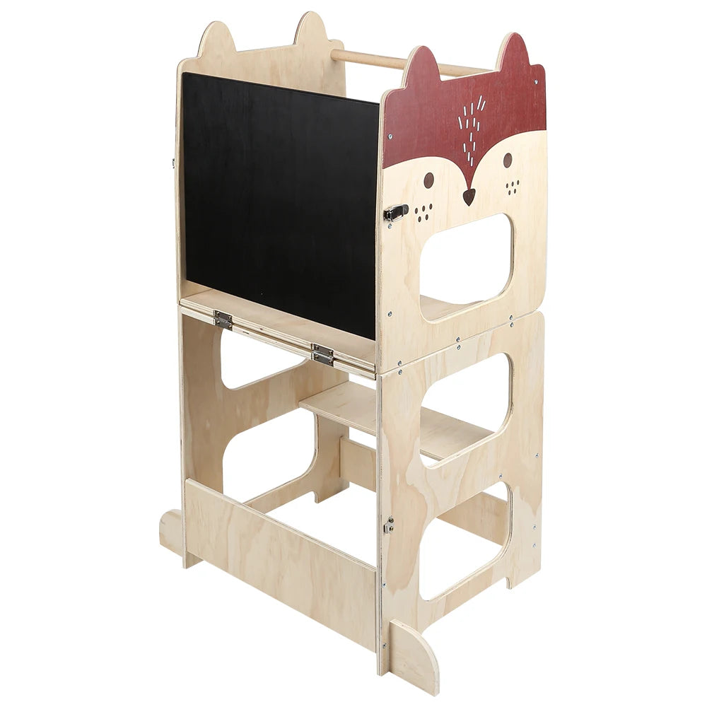 Tour d’apprentissage en bois convertible, motifs animaux — Renard