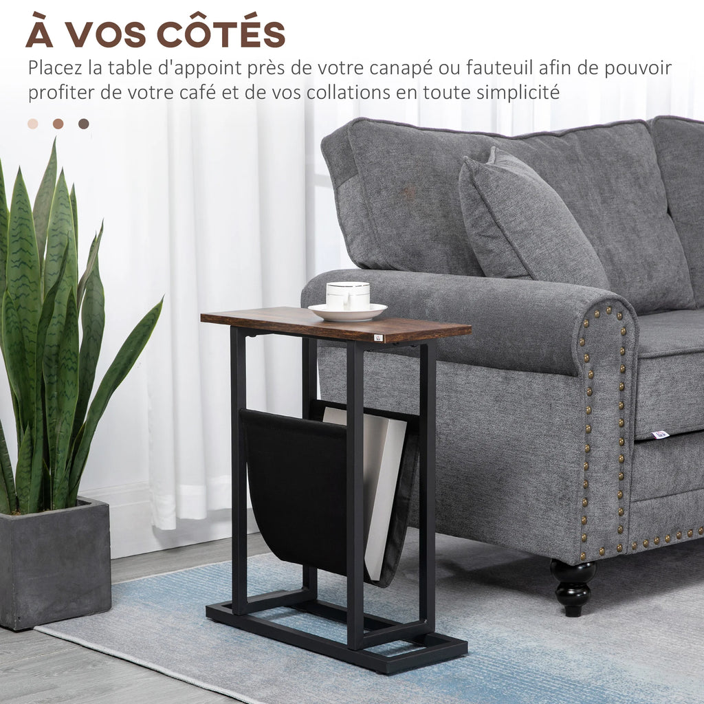 Table d’appoint étroite avec porte-revues – 49 × 19 × 55 cm – vue 3