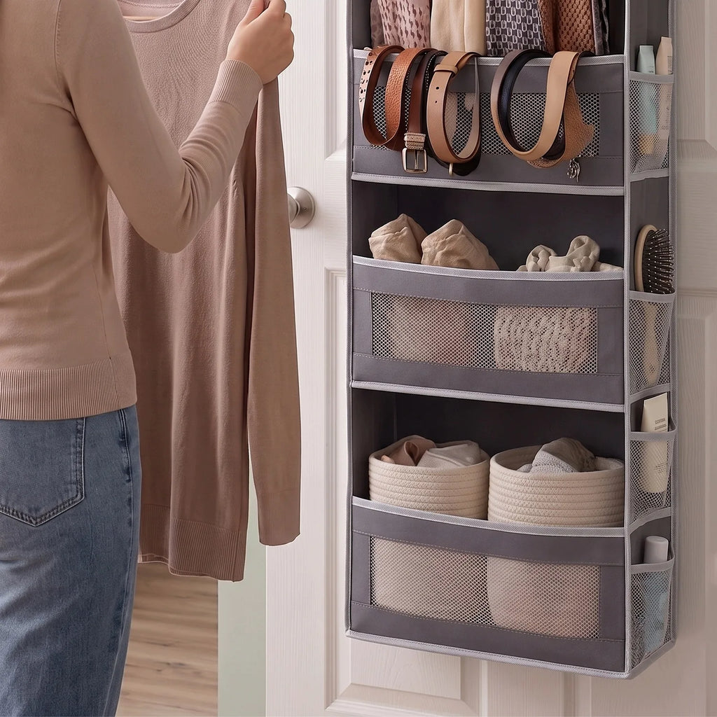 Organisateur de porte gris à 5 niveaux