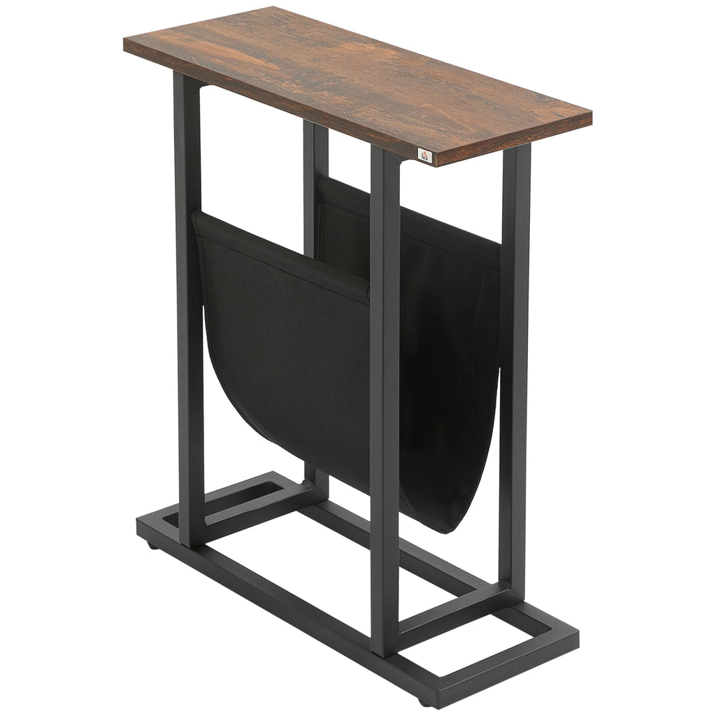 Table d’appoint étroite avec porte-revues – 49 × 19 × 55 cm