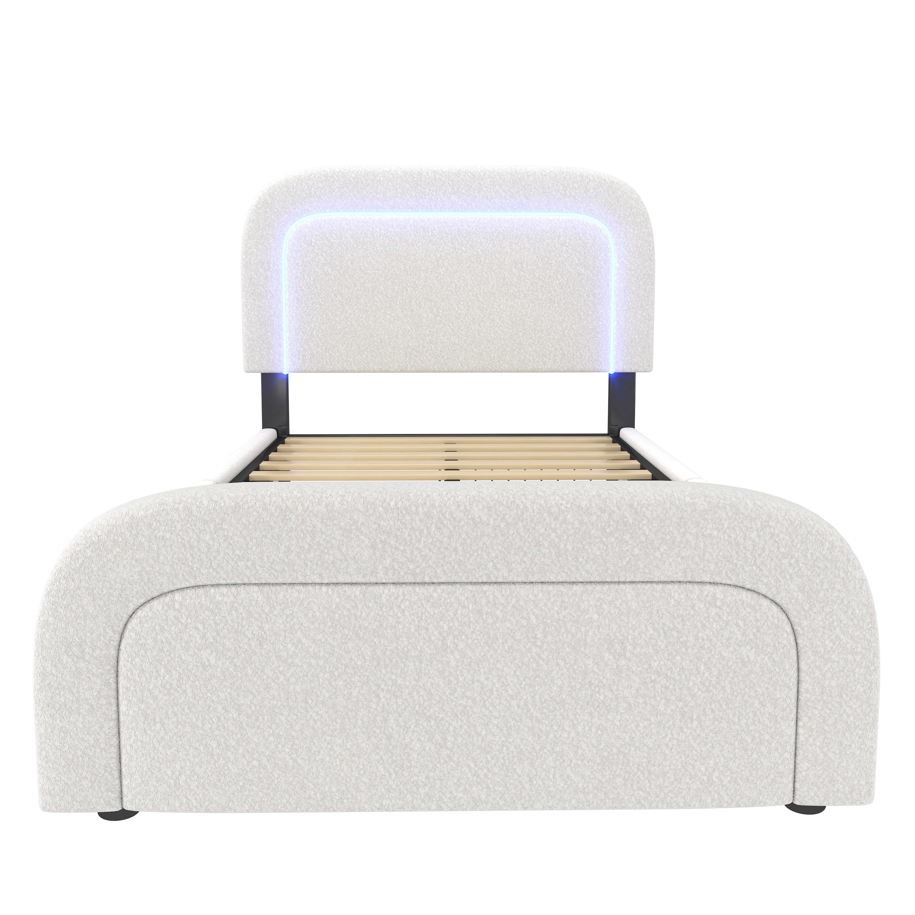 Lit avec LED, USB-C et 4 tiroirs