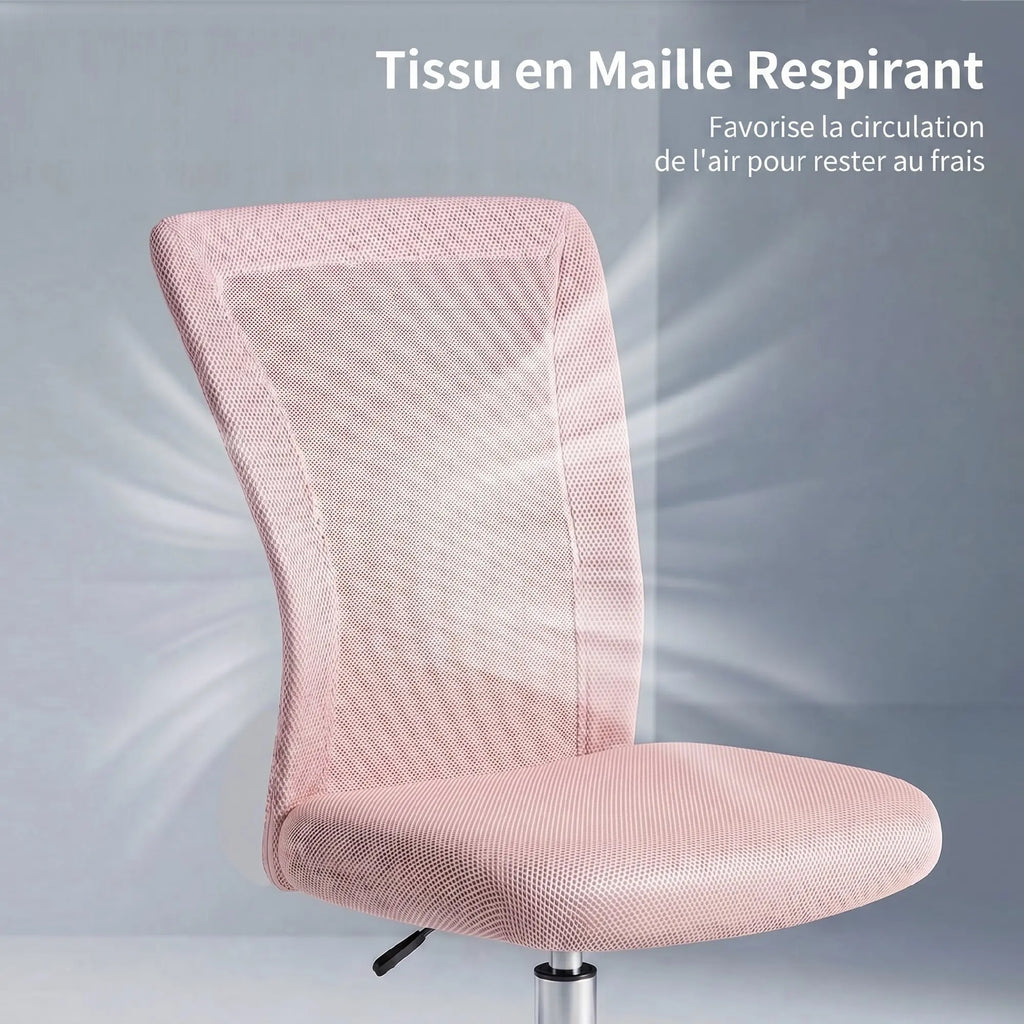 Chaise de bureau rose en maille réglable et pivotante