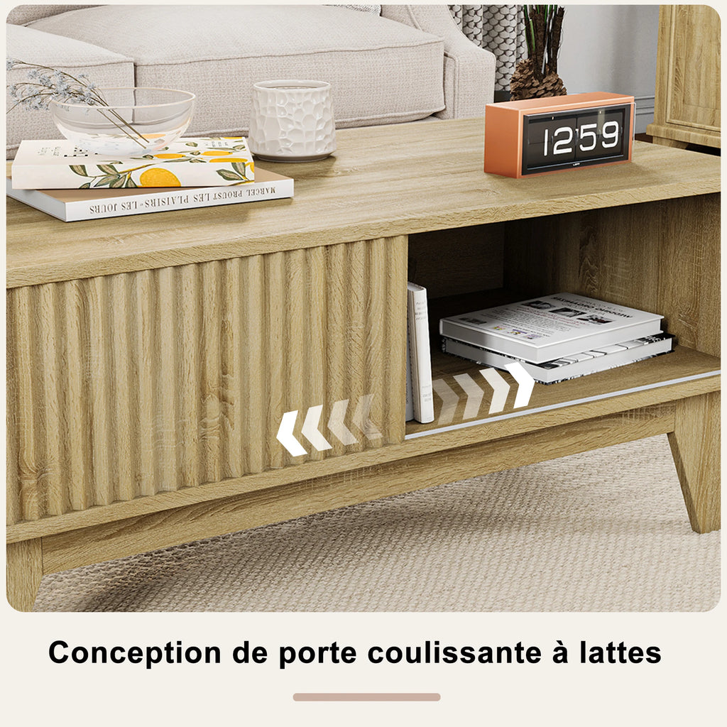 Table basse en bois avec rangement 95 cm