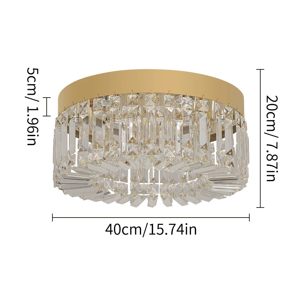 Plafonnier LED doré décoratif à éléments effet cristal, modèle 40 cm version J