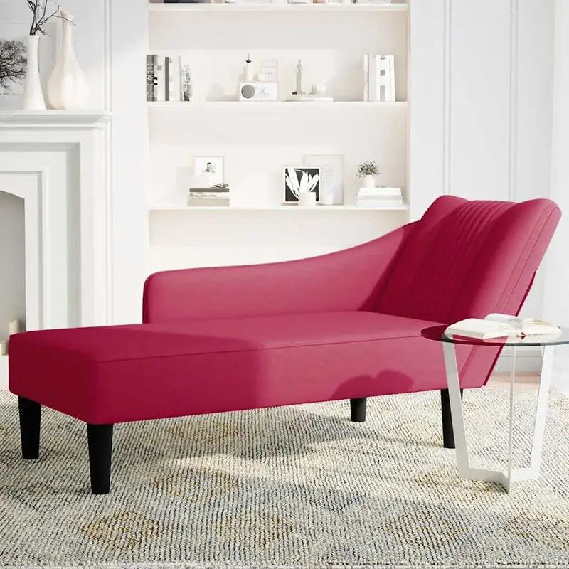Méridienne en velours avec accoudoir droit 140 cm